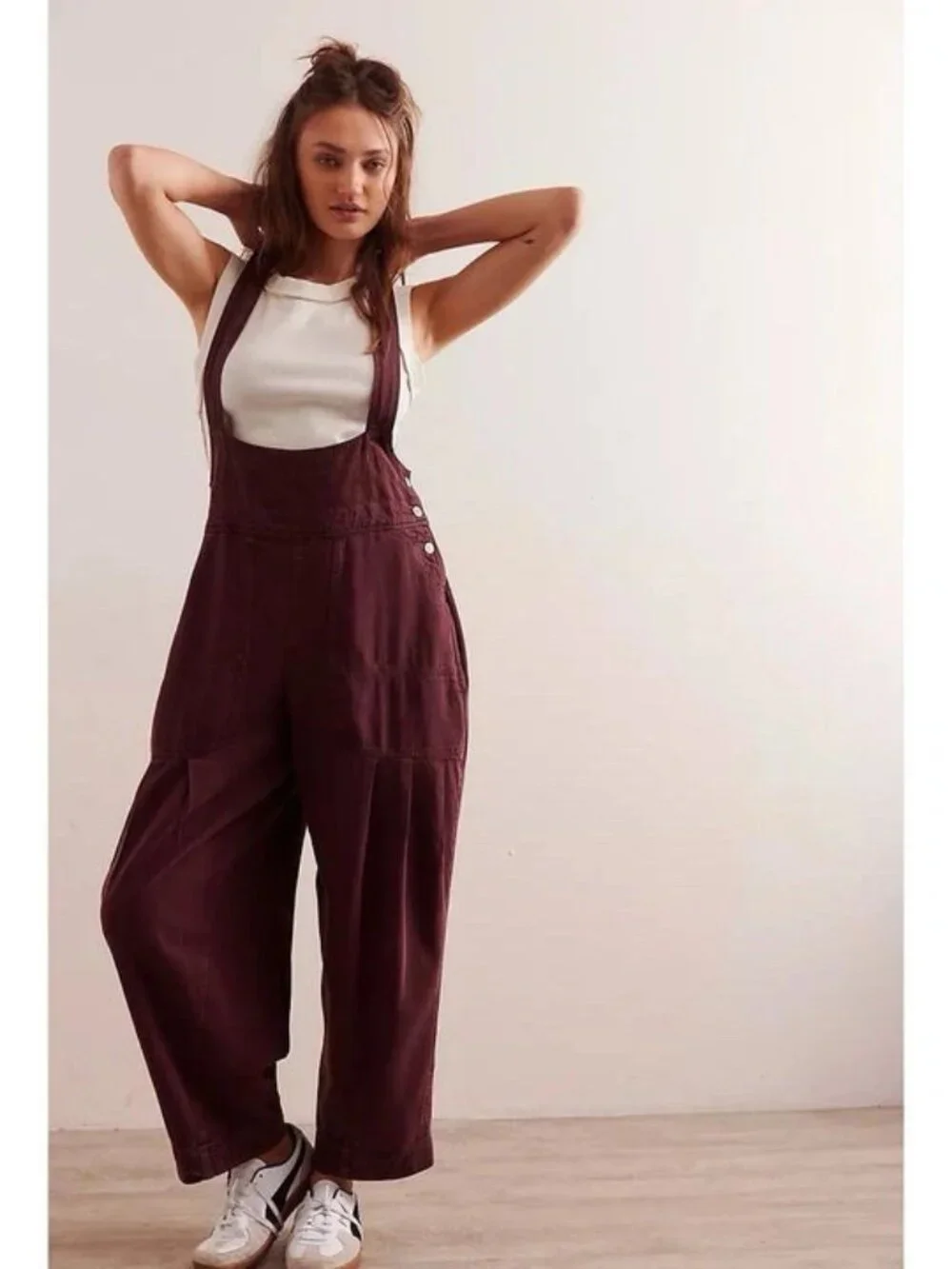 NEW We the Free People Felix Tapered Overalls Jumpsuit Cotton Rayon Linen